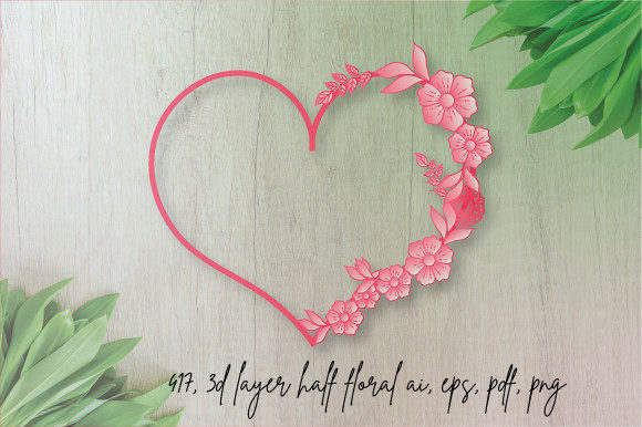 3D Half Floral Layer Valentine Love: A Detailed Look at the Graphic Asset