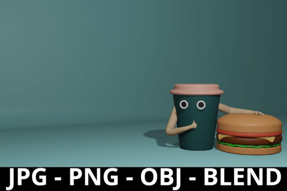 3D Rendering Burger and Coffee Cup: The Ultimate Visual Resource for Modern Design