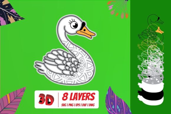 3D Swan SVG Cut File for Crafting