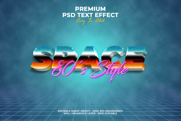 80s Space 3d Text Style Effect