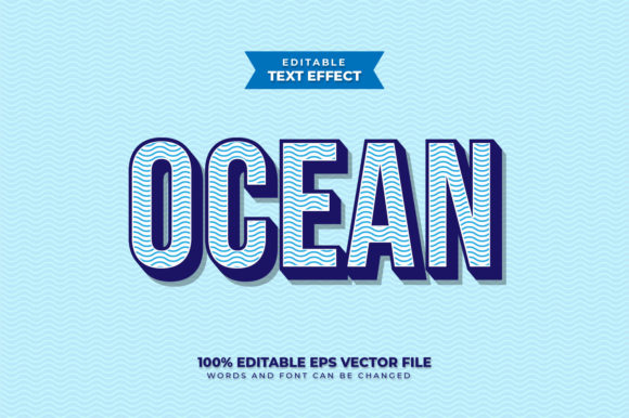 Ocean 3D Editable Text Effect for Designers