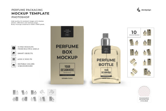 Perfume Packaging 3D Mockup Bundle for Designers
