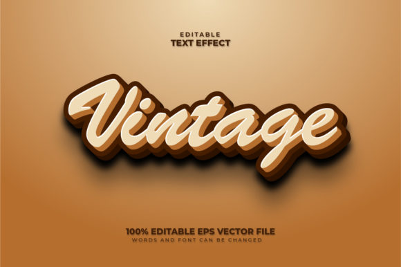 Vintage 3D Text Effect: Fully Editable Vector Design